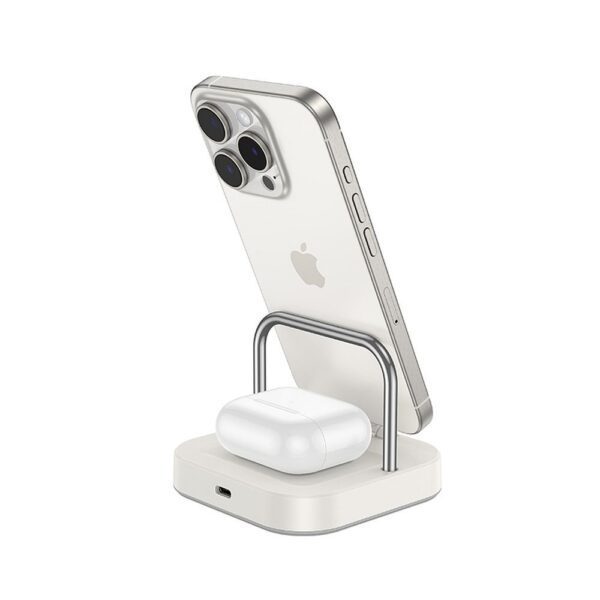 efbc0f159af6baf1d1d64881925e347b Wireles charger Hoco 3in1 3A 5W compatible with Apple Watch CQ16A milky white