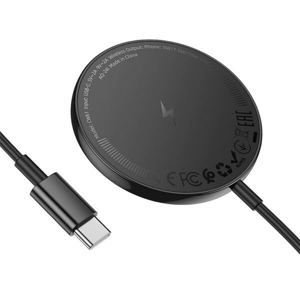 f13a118117d3e3667e9fbb9303ca6377 Wireless charger Hoco 2A 15W compatible with MagSafe with digital display CW61 black