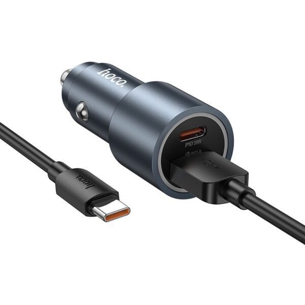 fd651c46c5d8e6f77e10f4a8acc9eea7 Car charger Hoco USB A + USB C QC3.0 PD 48W + cable USB C to USB C Z60 black