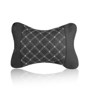 71fd5d17bd0e4a35a7310d9f4132b999 Car headrest pillow with stitching black white