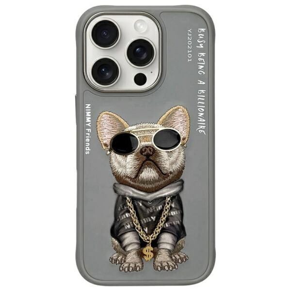 05771323e14bdf27134b4b51ddcfe93a NIMMY case GLASSES COOL DOG for IPHONE 16 Pro gray