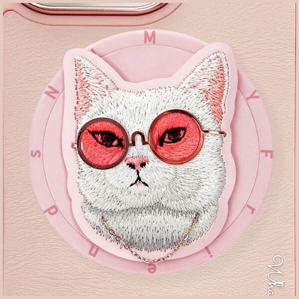 5a48675a61e83f35c4af09cf34663547 NIMMY case GLASSES COOL CAT compatible with MagSafe for IPHONE 16 Pro pink