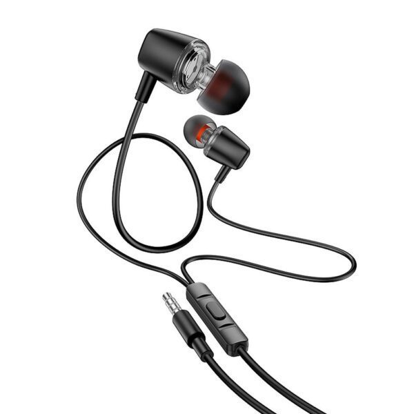 HOCO wire earphones Jack 3,5 mm with microphone M107 black