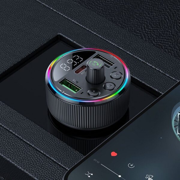 95d6889e0cf9304faf62b168d7f92c81 HOCO car transmitter FM bluetooth 2 x USB A + Type C PD QC3.0 30W E82 black