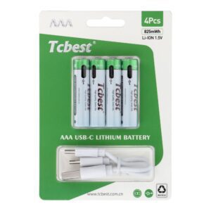 TCBEST rechargable battery R3 (AAA) 550 mAh with socket Type C + cable USB A to 4 x Type C 4 pcs