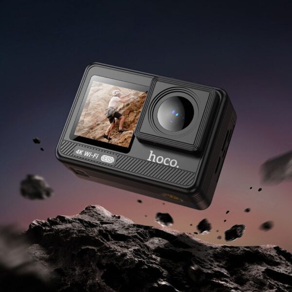 Sports camera Hoco with two screens 1,3" + 2" anti-shake IPS 4K/30fps DV102 black