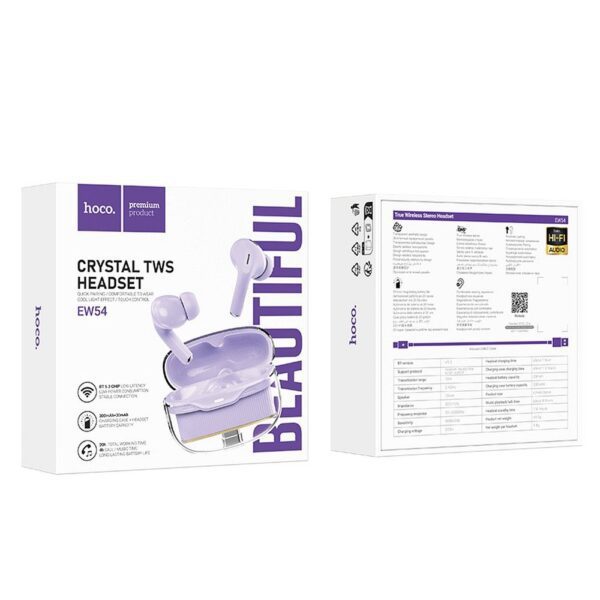 e55a14904ac0aca63b3d50e89b10b55f EOL HOCO wireless earphones bluetooth TWS EW54 purple