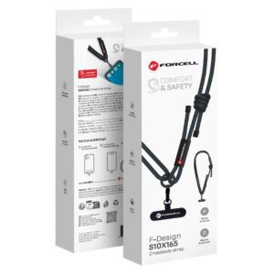 FORCELL F-DESIGN S10X165 crossbody phone lanyard with adjustable length (max 82,5cm in the loop) black