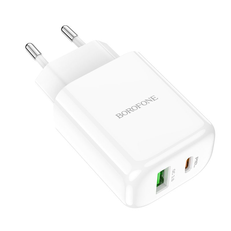 Borofone Wall charger BN4 Potential - USB + Type C - QC 3.0 PD 2.0 20W white