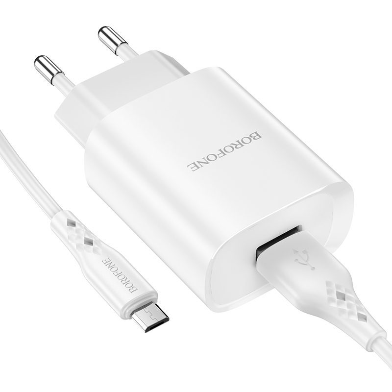 Borofone Wall charger BN1 Innovative - USB - 2,1A with USB to MicroUSB white