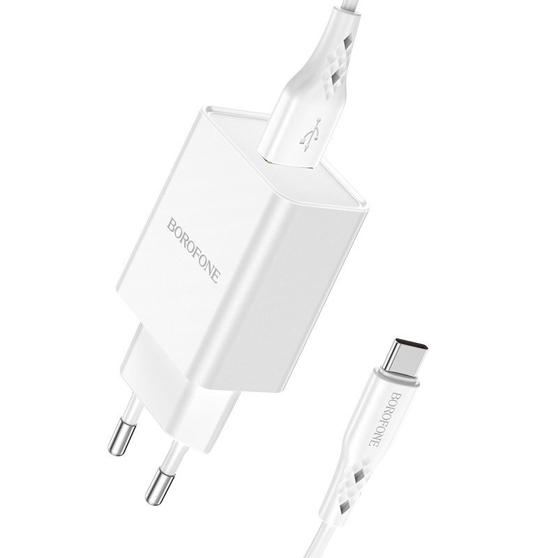 Borofone Wall charger BN5 Sunlight - USB - QC 3.0 18W with USB to Type C cable white