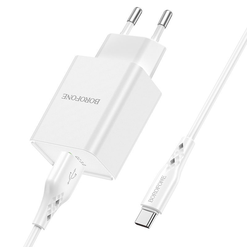 Borofone Wall charger BN5 Sunlight - USB - QC 3.0 18W with USB to Type C cable white