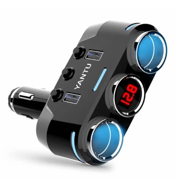 Car Cigarette Lighter Socket Splitter B39 Type B - 2 sockets + 2xUSB - 2,1A 100W with display