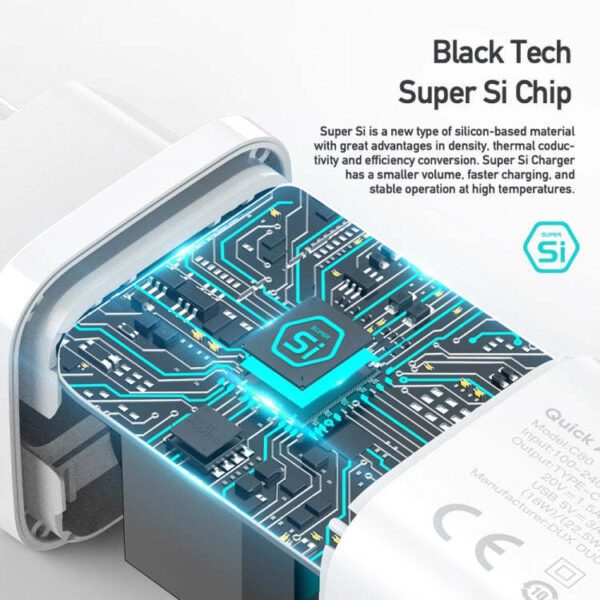 Wall charger Dux Ducis C80 Super Si - USB + Type C - PD 30W QC 3.0 18W 3A white