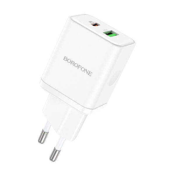 Borofone Wall charger BN7 - USB + Type C - QC 3.0 PD 20W white