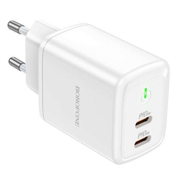 Borofone Wall charger BN9 Reacher - 2xType C - QC 3.0 PD 35W white