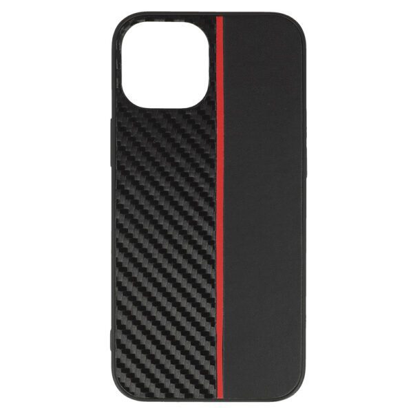Tel Protect CARBON Case for Iphone 13 Mini Black with red stripe