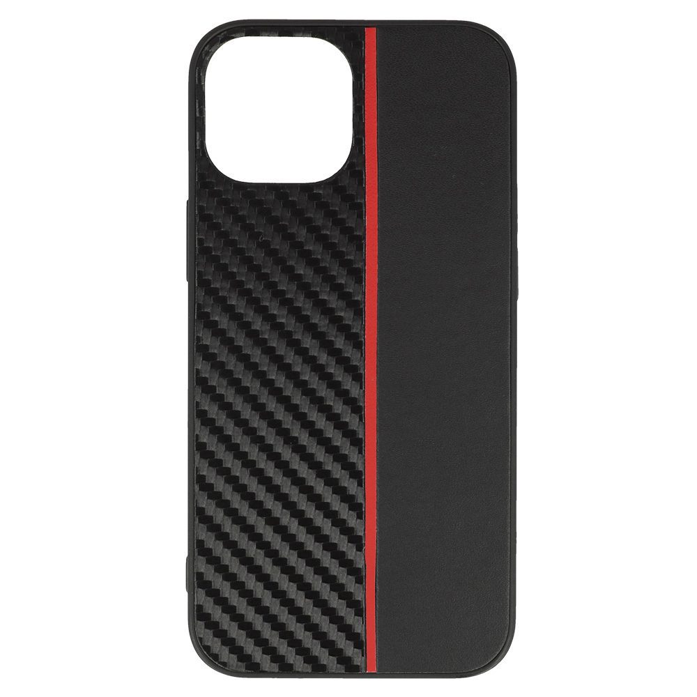 Tel Protect CARBON Case for Iphone 13 Mini Black with red stripe