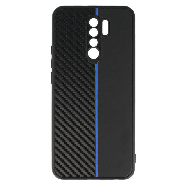 Tel Protect CARBON Case for Xiaomi Redmi 9 Black with blue stripe