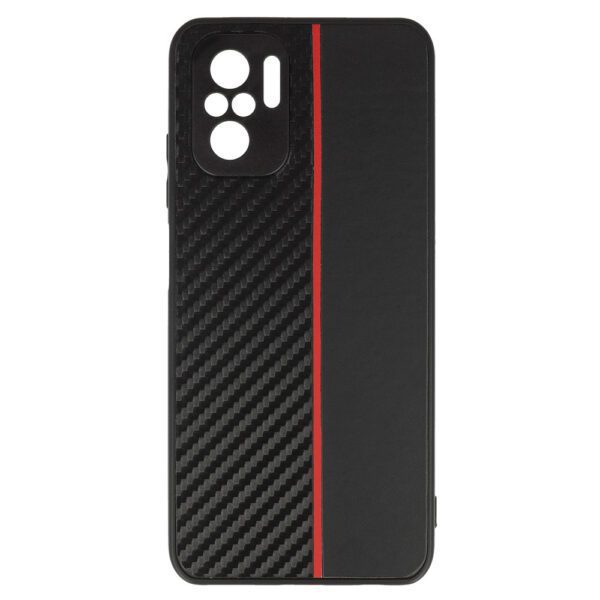 Tel Protect CARBON Case for Xiaomi Redmi Note 10/Note 10S/Poco M5S Black with red stripe