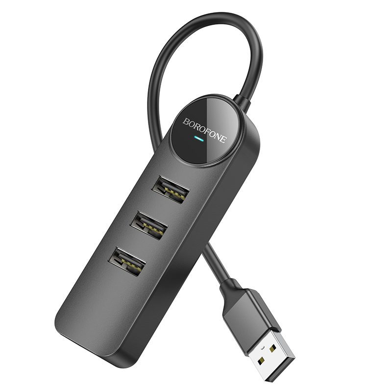 Borofone Adapter DH5 Erudite 4 in 1 - USB to 4xUSB 2.0 - 1,2 metres black