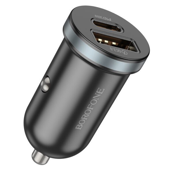 Borofone Car charger BZ22 Scenery - USB + Type C - QC 3.0 PD 30W black