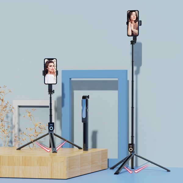 foto_add-235883 Selfie Stick - with detachable bluetooth remote control and tripod - P81 1,6 metres BLACK