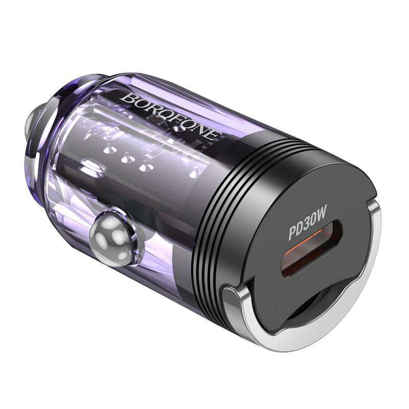 Borofone Car charger BZ29 Ray - Type C - PD 30W 3A transparent-purple