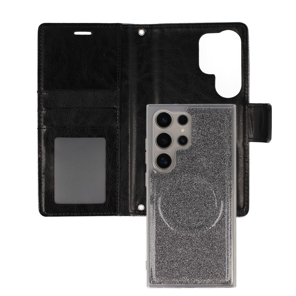 Glitter Magsafe Book Case for Samsung Galaxy S22 Ultra black