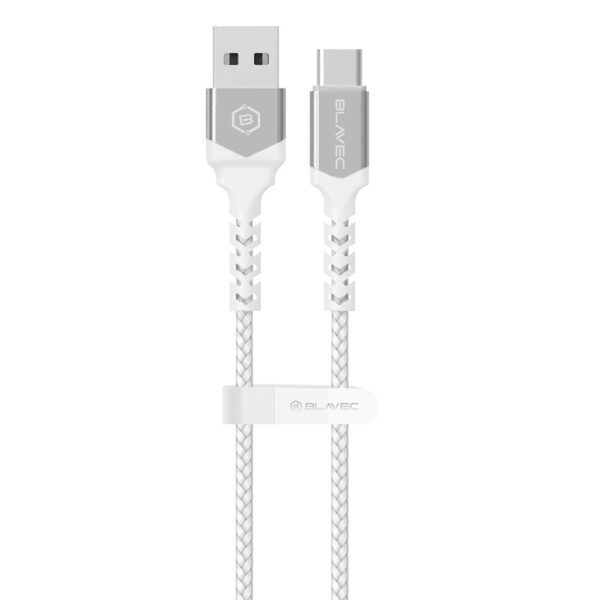 Blavec Cable Raptor braided - USB to Type C - PD 66W 6A 2 metres Apple CarPlay/Android Auto (CRA-UC6WS20) white-silver