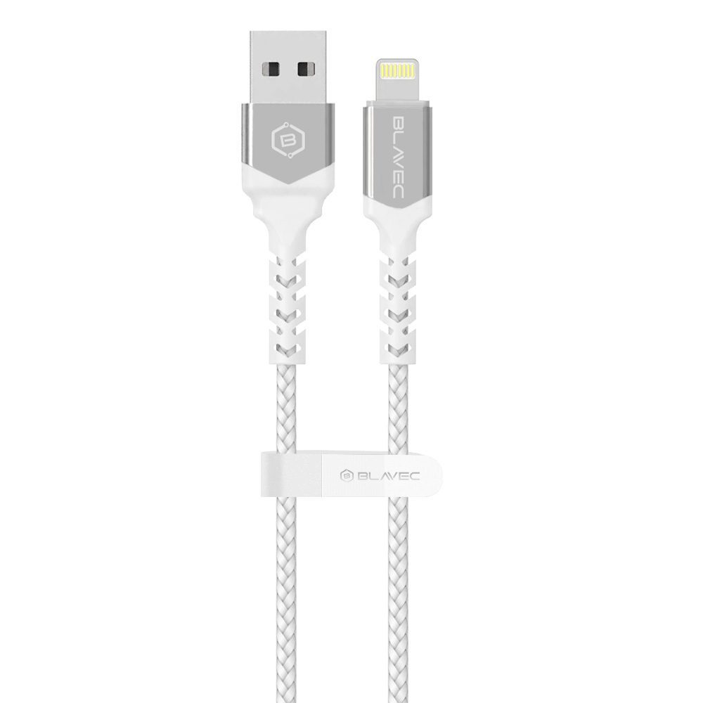 Blavec Cable Raptor braided - USB to Lightning - 1,5A 2 metres Apple CarPlay (CRA-UL15WS20) white-silver