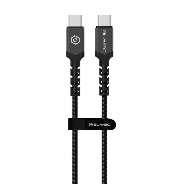 Blavec Cable Raptor braided - Type C to Type C - PD 60W 3A 2 metres Apple CarPlay/Android Auto (CRA-CC3BG20) black-grey