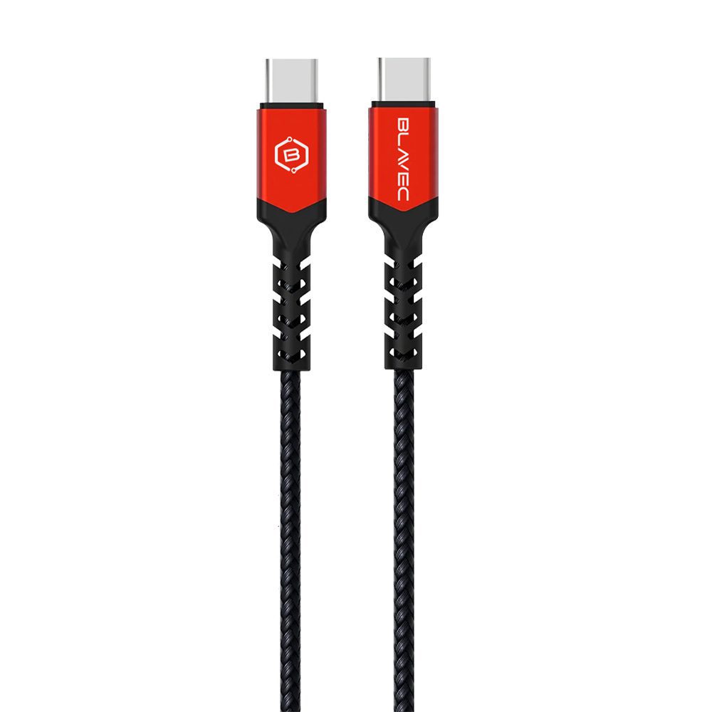 Blavec Cable Raptor braided - Type C to Type C - PD 60W 3A 0,25 metres Apple CarPlay/Android Auto (CRA-CC3BR025) black-red