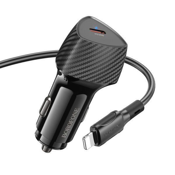Borofone Car charger BZ31B Solid - Type C - PD 30W with Type C to Lightning cable black