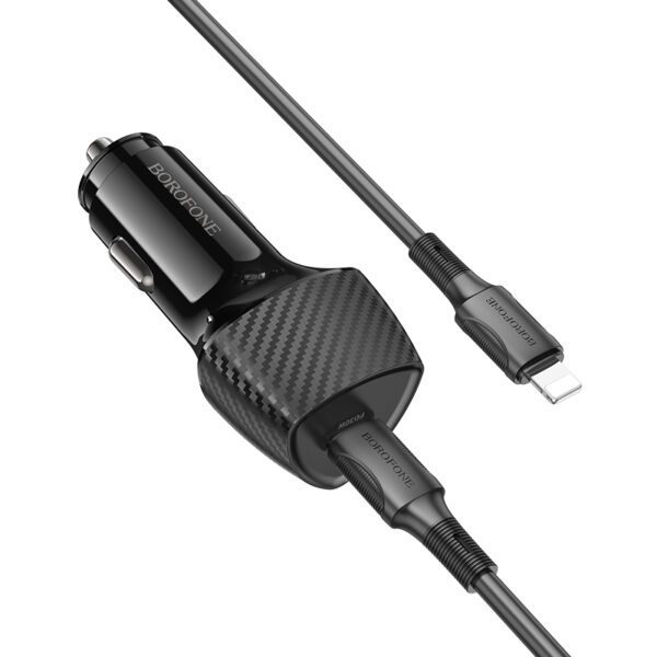 Borofone Car charger BZ31B Solid - Type C - PD 30W with Type C to Lightning cable black