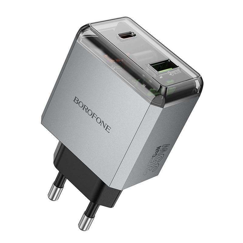 foto_add-286876 Borofone Wall charger BN20 Lena - USB + Type C - PD 35W grey