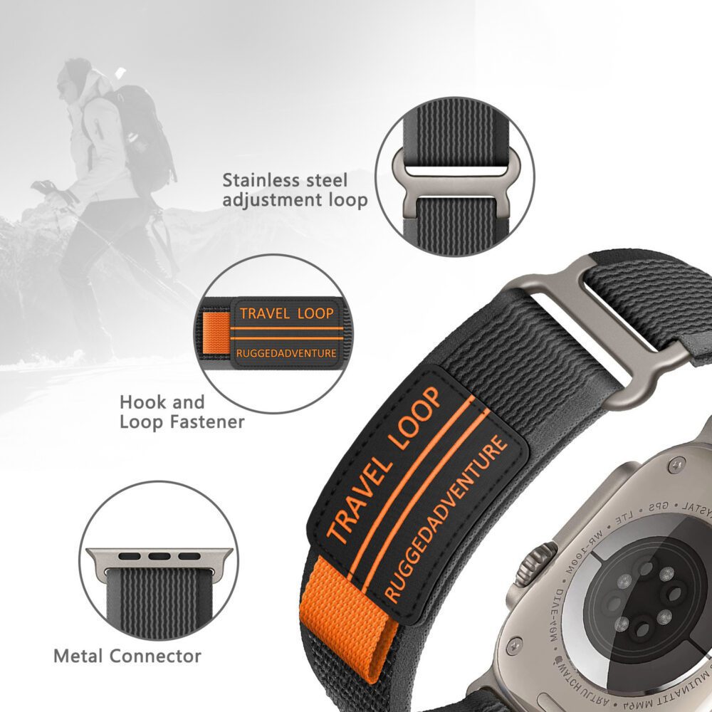 Nylon loop for Apple Watch 42/44/45/49 design 3 black