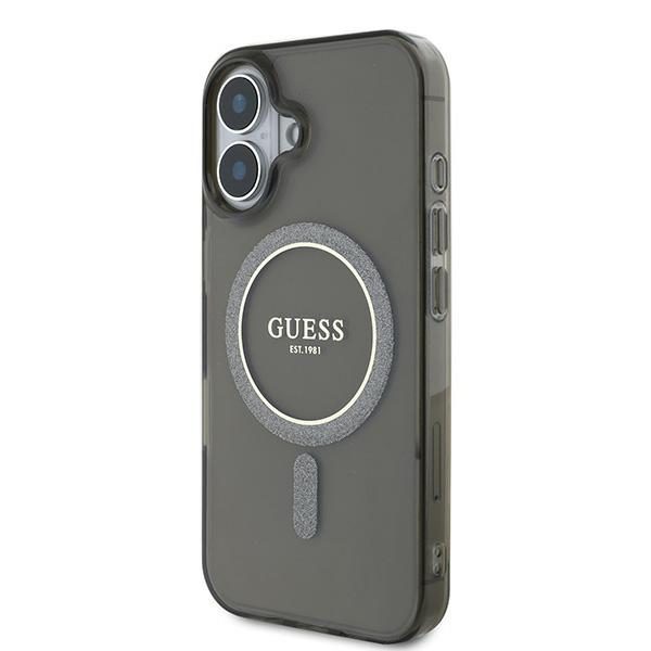 Original Case GUESS IML Glitter Circle Magsafe GUHMP16SHFGEREK for Iphone 16 black