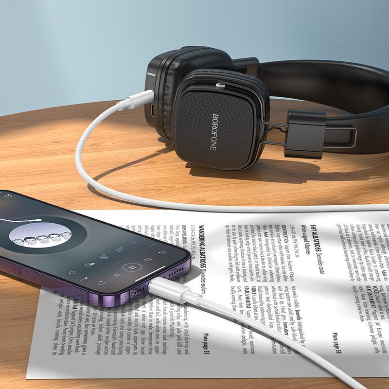 Borofone Cable AUX BL21 Lemon - Lightning to jack 3,5mm - 1 metre white