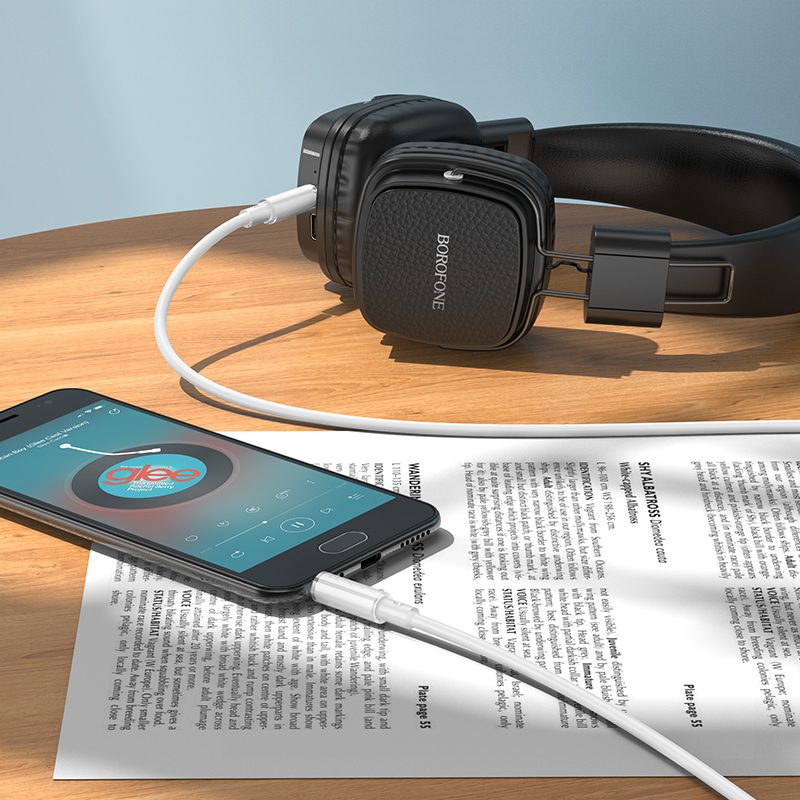 Borofone Cable AUX BL21 Lemon - jack 3,5mm to jack 3,5mm - 1 metre white