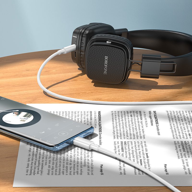 Borofone Cable AUX BL21 Lemon - Type C to jack 3,5mm - 1 metre white