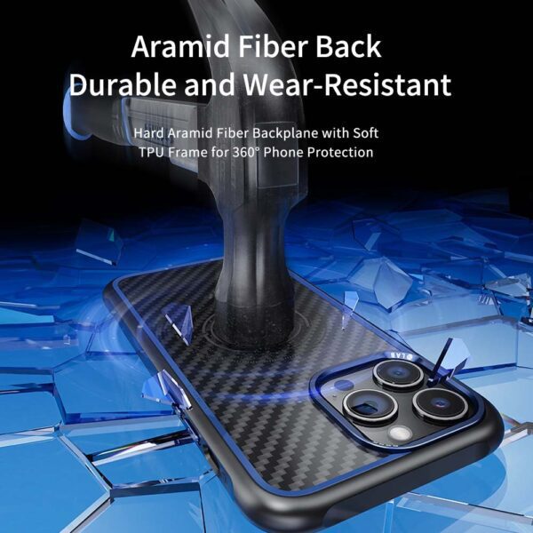 Rock Kevlar Series Aramid Fiber Magnetic Case for Iphone 15 black