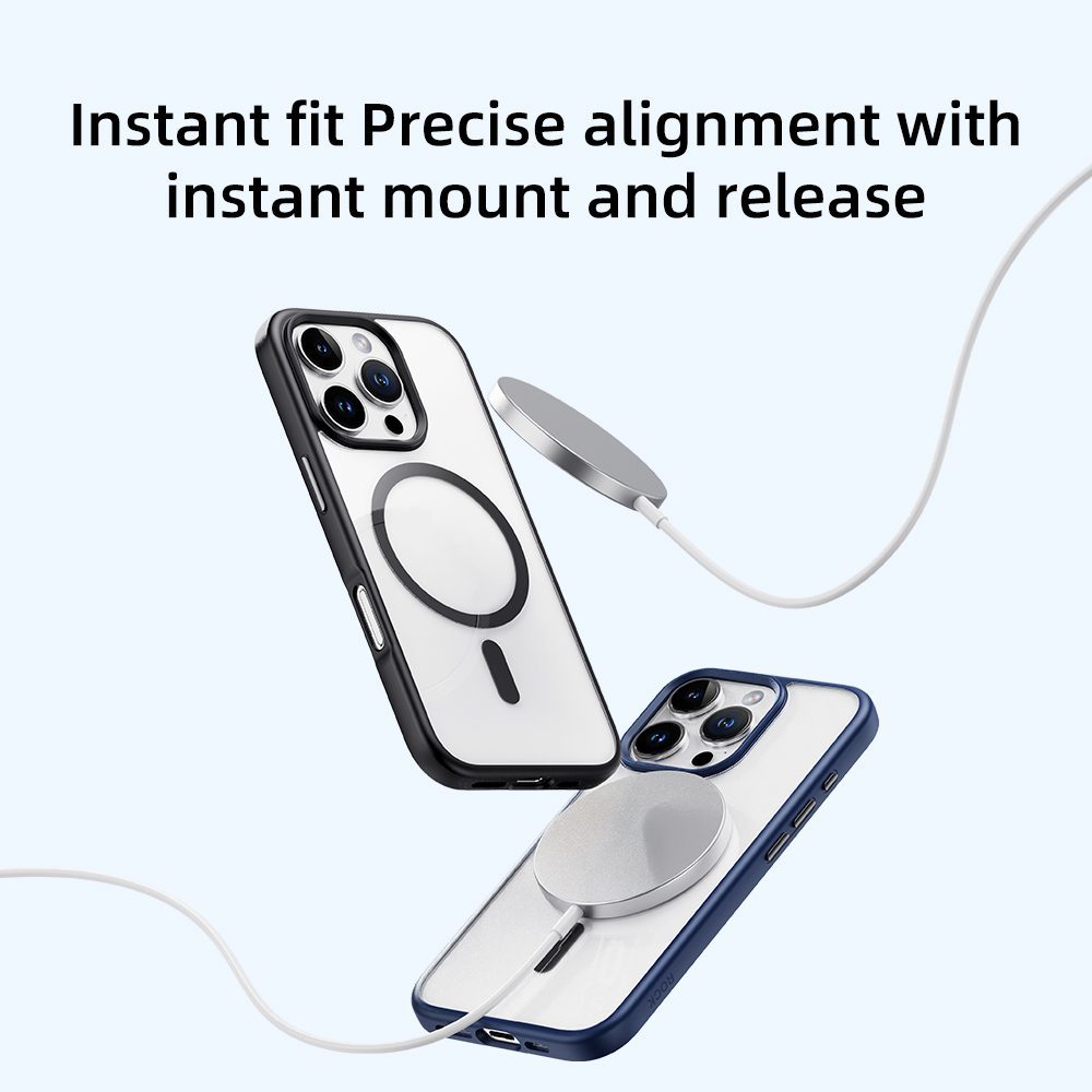 Rock Guard Series Magnetic Case for Iphone 16 transparent-grey