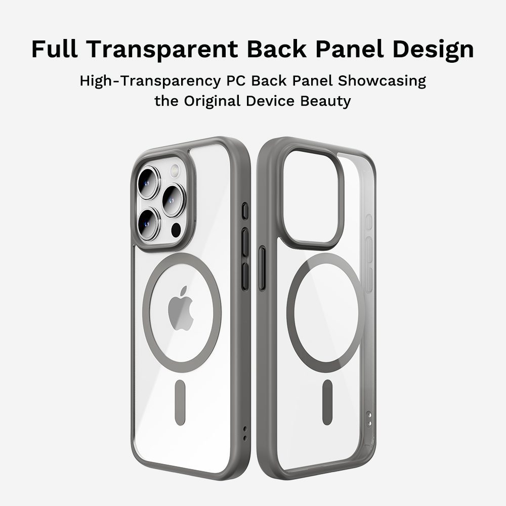 Rock Guard Series Magnetic Case for Iphone 15 transparent-white
