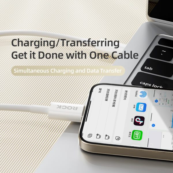 Rock Cable P8 Basic Series - Type C to Type C - PD 60W 3A 1 metre white