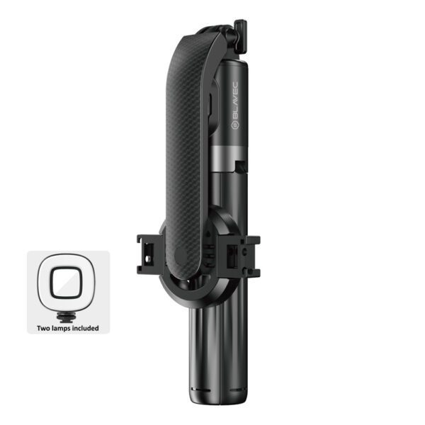 foto_add-301526 Blavec Selfie Stick Aluminium Fusion P-07 Magsafe tripod + remote control + 2 lamps 1,4 metres (SSFP07-MTR2LB14) black