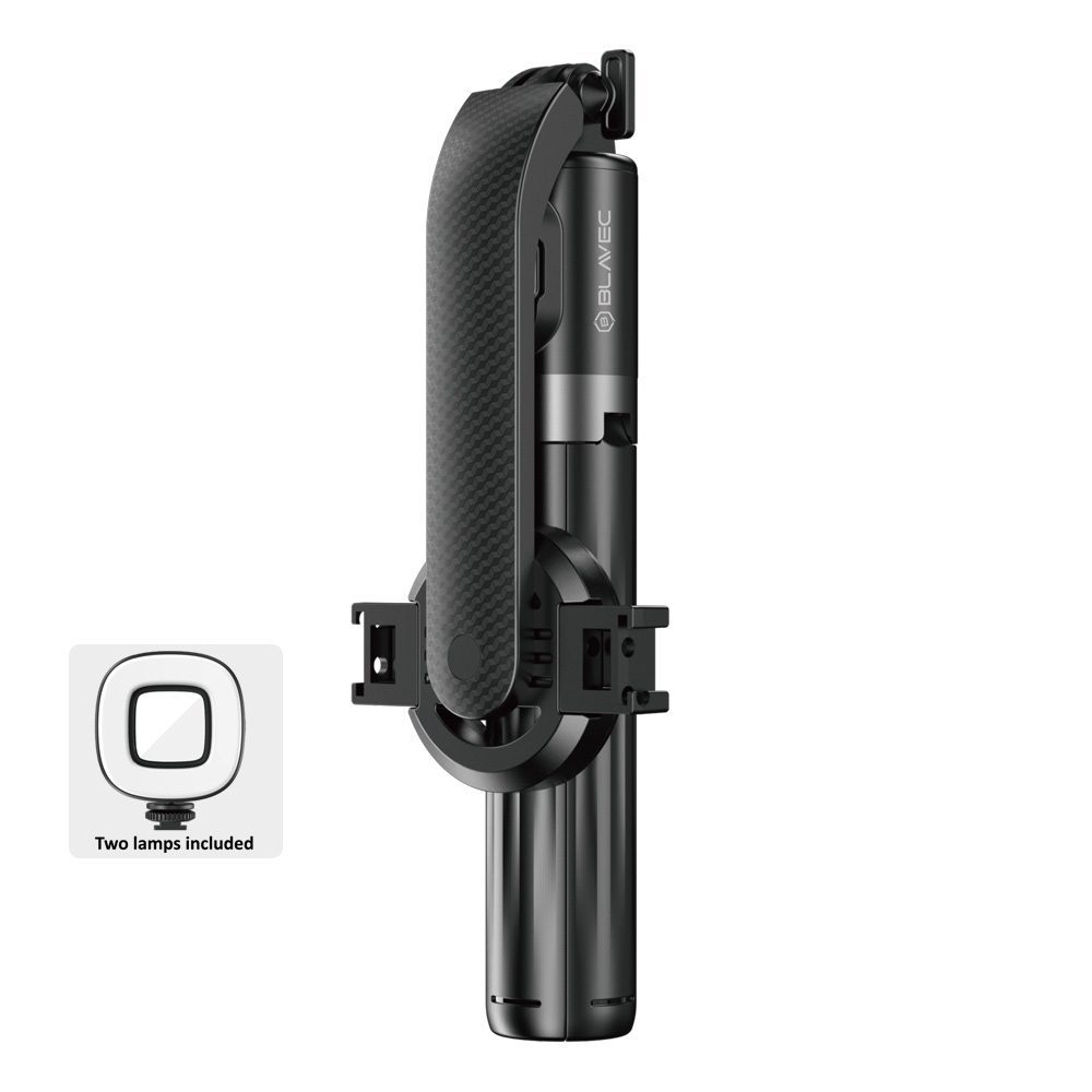 foto_add-301526 Blavec Selfie Stick Aluminium Fusion P-07 Magsafe tripod + remote control + 2 lamps 1,4 metres (SSFP07-MTR2LB14) black