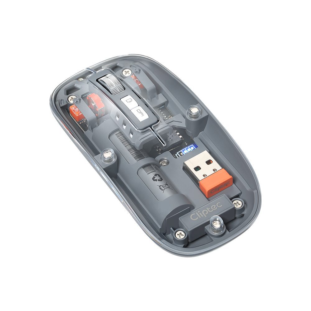 Cliptec Computer mouse Transparent RZS630 wireless optical 1600DPI