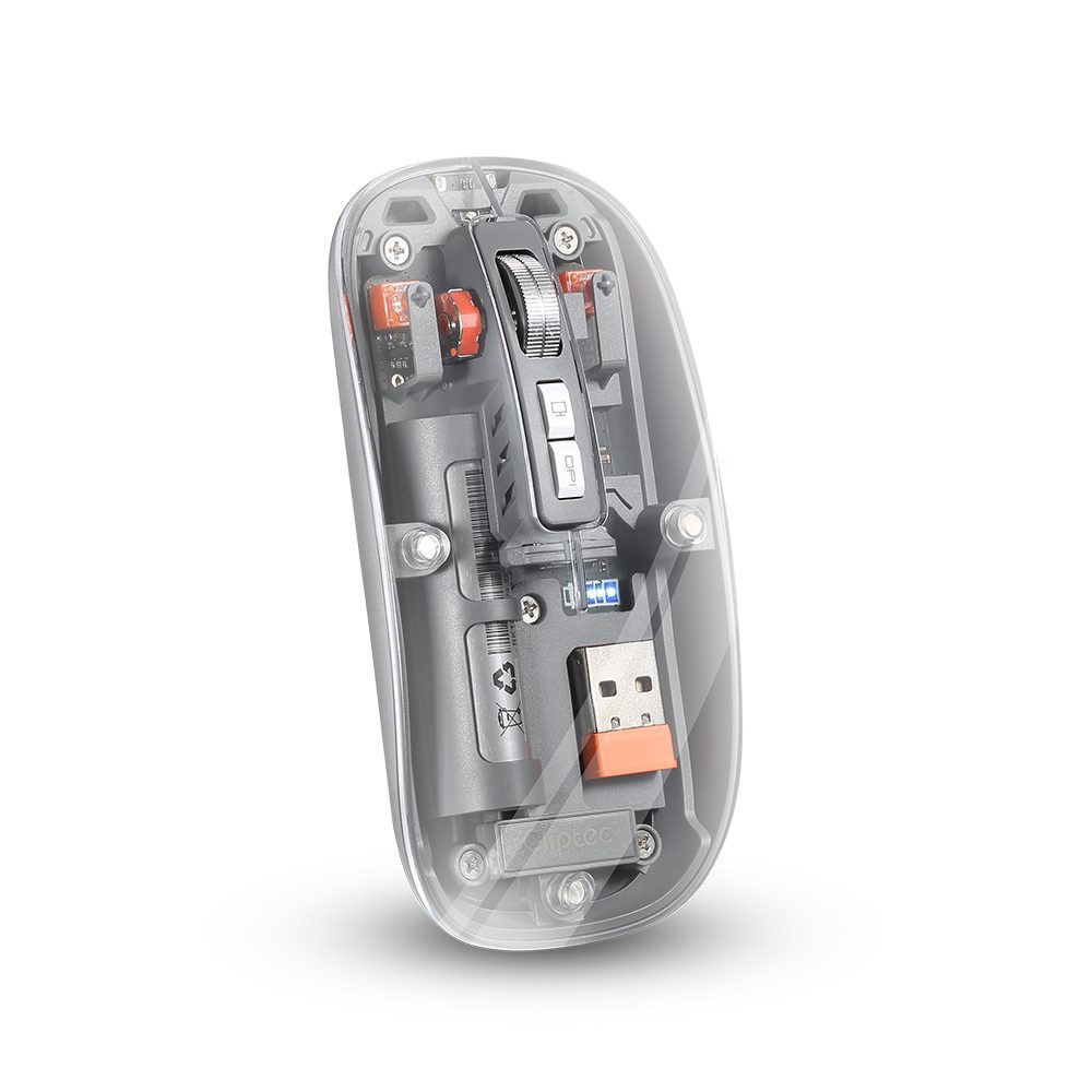 Cliptec Computer mouse Transparent RZS630 wireless optical 1600DPI