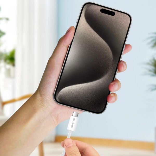 foto_add-306844 Blavec Cable Candy braided - Type C to Type C - PD 60W 3A 1 metre Apple CarPlay/Android Auto (CCA-CC3W10) white